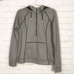 Tangerine Stripe HalfZip Hooded Running Sweatshirt